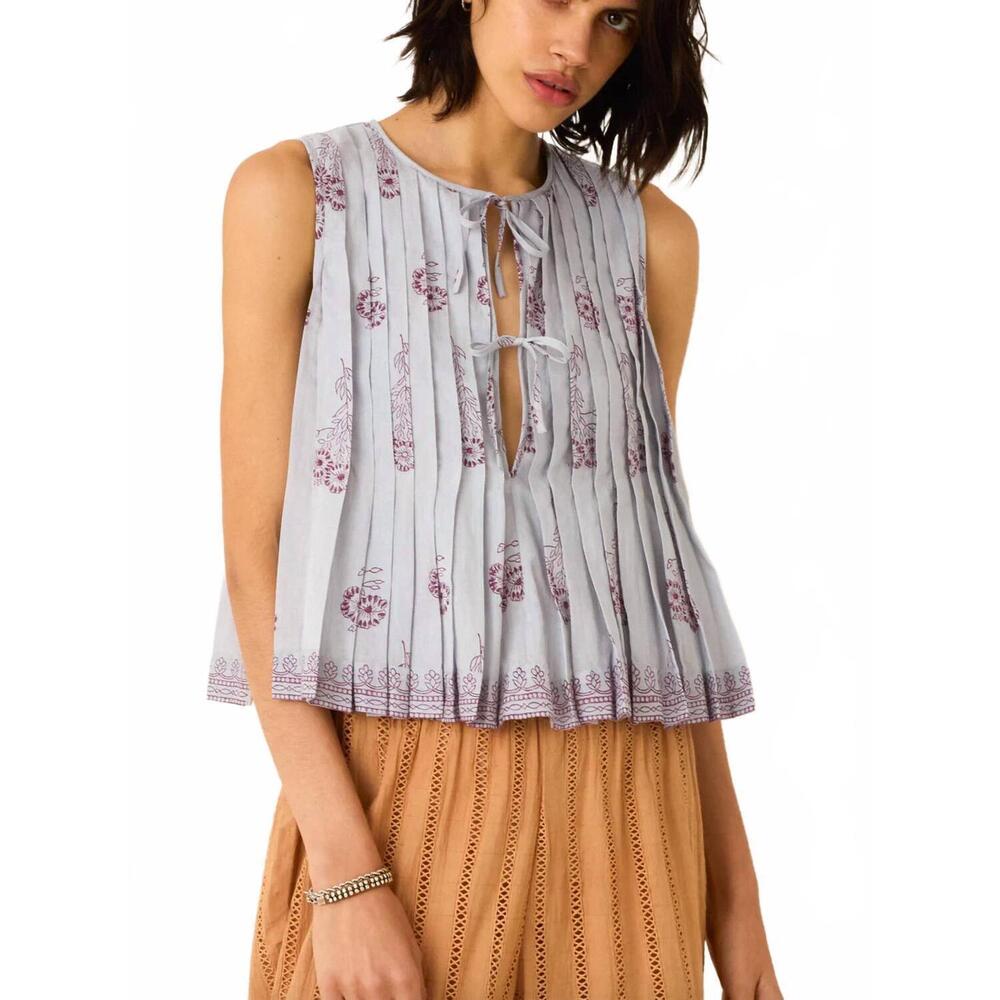 NEW ALIX OF BOHEMIA rhoe pansy sky top in blue